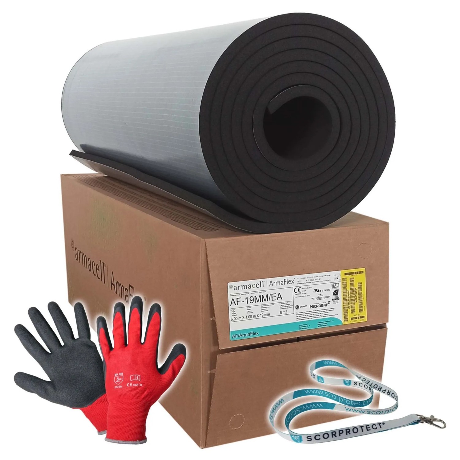 Scorprotect Armacell ArmaFlex AF Kautschuk Platte Selbstklebend Isolierstärke 19 MM X 1 M X 6 M Mit Zubehör