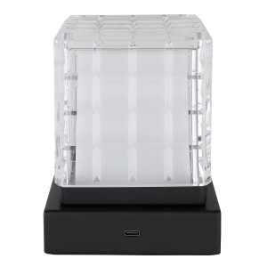 Globo Lunki LED-Tischleuchte, schwarz matt, 10 cm, mit Touchdimmer und USB-Anschluss.