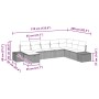 vidaXL Garten-Sofa-Set 8-tlg schwarz Poly Rattan, Maße: 319x209x85cm, mit Kissen.