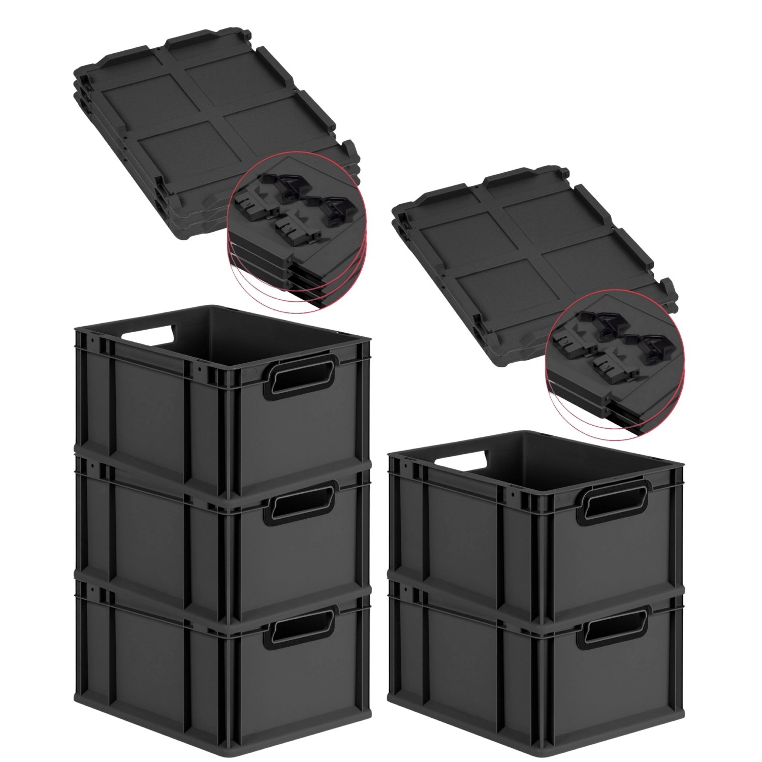 PROREGAL SuperSparSet 5x Eurobox Nextgen Color Mit Scharnierdeckel HxBxT 22 günstig online kaufen