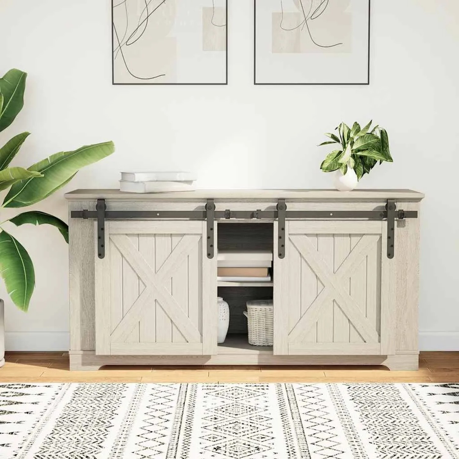 vidaXL Schiebetürbeschlag Set für Schranktüren, 122 cm, Karbonstahl