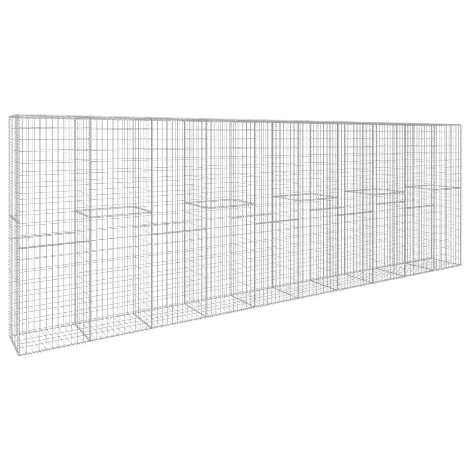 vidaXL Gabionenwand mit Abdeckung Verzinkter Stahl 600 x 50 x 200 cm 145089 günstig online kaufen