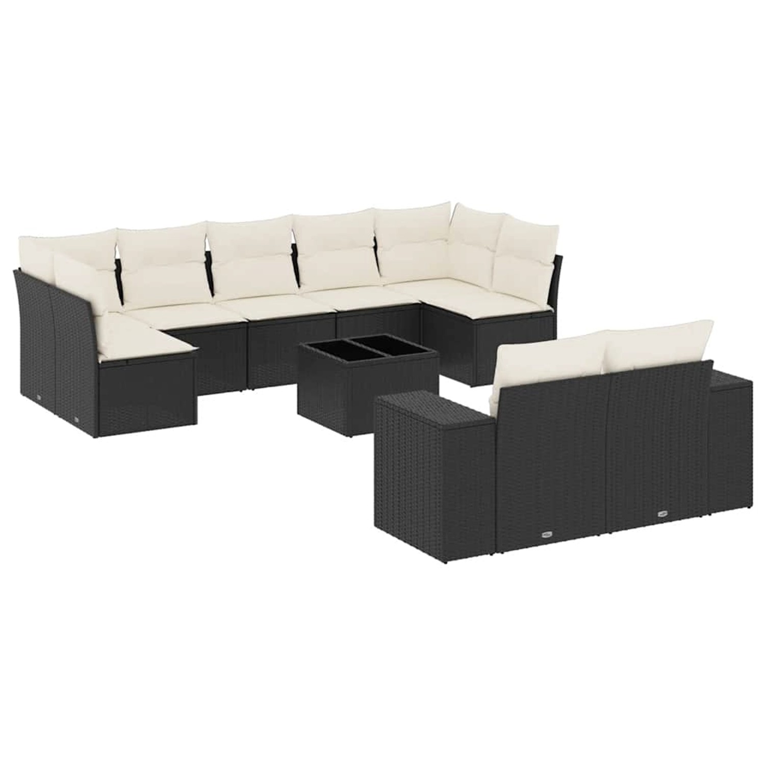 vidaXL 10-Tlg Garten-Sofagarnitur mit Kissen Schwarz Poly Rattan 3255363 günstig online kaufen