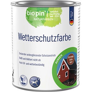 Dose Biopin Wetterschutzlasur Schwedenrot, Holzlasur für Aussen, 750ml.