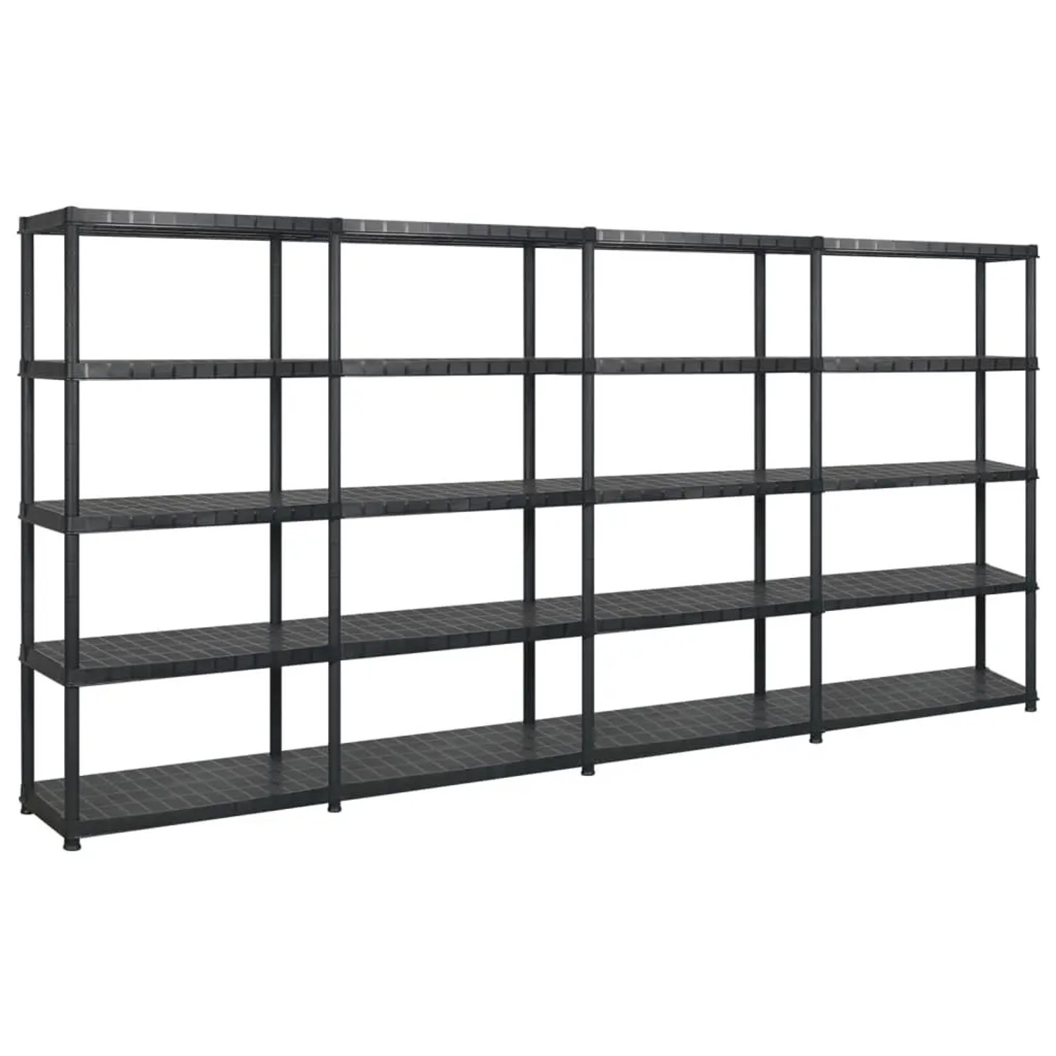 vidaXL Lagerregal mit 5 Böden Schwarz 366x45,7x185 cm Kunststoff 3059862