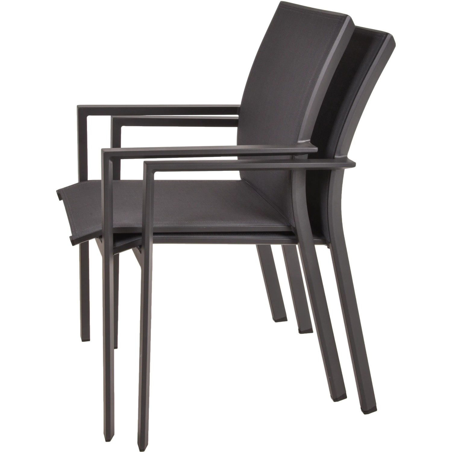 Stapelbare Gartenstühle Davina, Teil des 5-teiligen Gartenmöbel-Sets von Garden Pleasure, schwarz-braun.