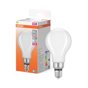 Osram LED-Leuchtmittel E27, klassische Glühlampenform, weiß, dimmbar. Neutralweißes Licht, 24W.