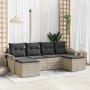 Hellgraues 6-teiliges Garten-Sofa-Set aus Poly Rattan mit Kissen von vidaXL.