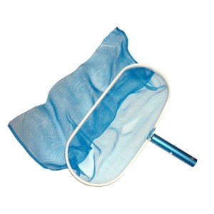 Blauer Evolution Bodenkescher mit Alu-Rahmen zur Poolreinigung.