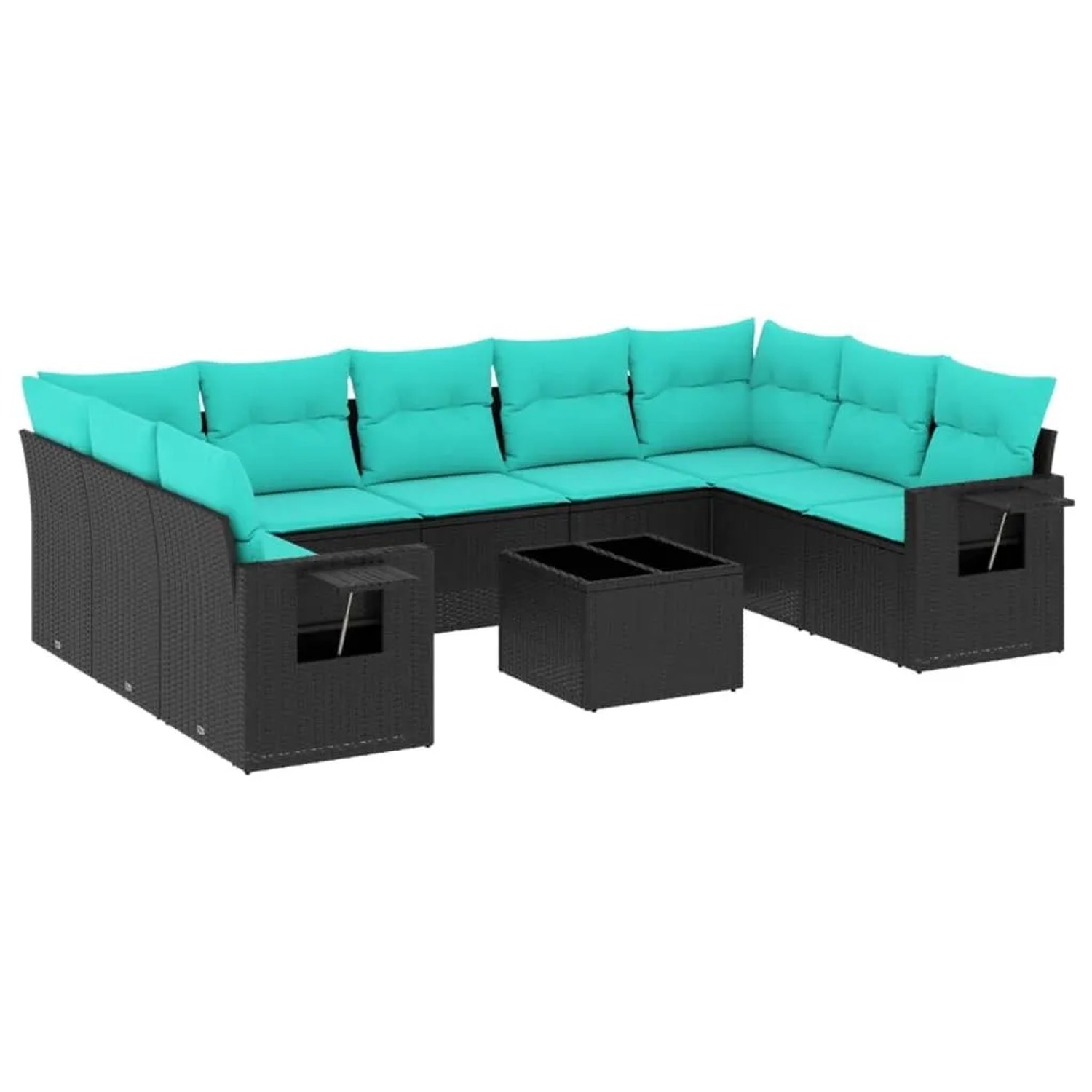 vidaXL 10-Tlg Gartensofa-Set mit Kissen Schwarz Polyrattan 3220606 günstig online kaufen