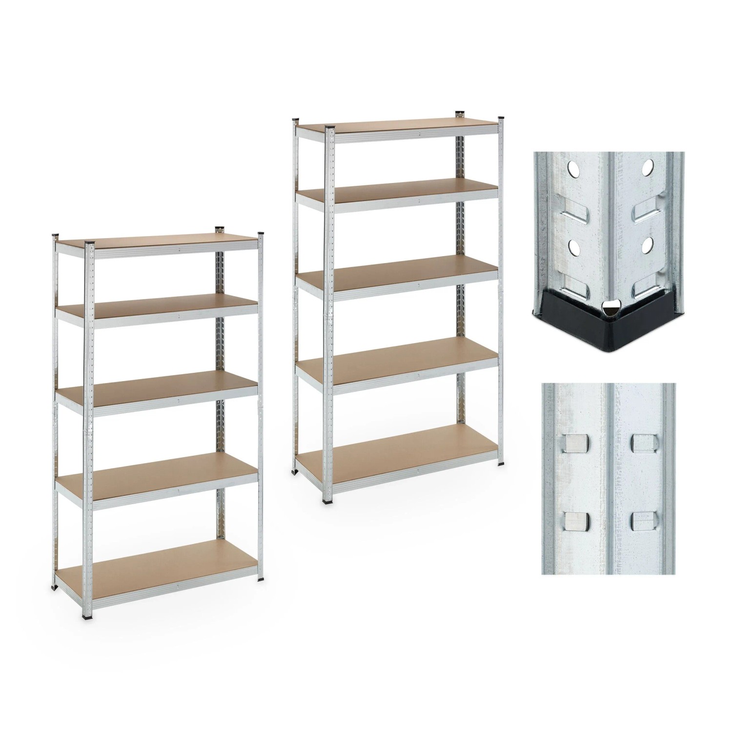 Relaxdays Schwerlastregale Stahl Silber Verzinkt 2er Set 180 cm x 100 cm x 40 cm 13 kg