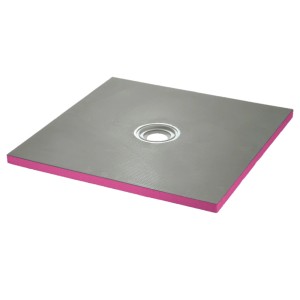 Qboard Duschelement 900x900 mm, graue Duschplatte mit Abfluss für barrierefreie Dusche.