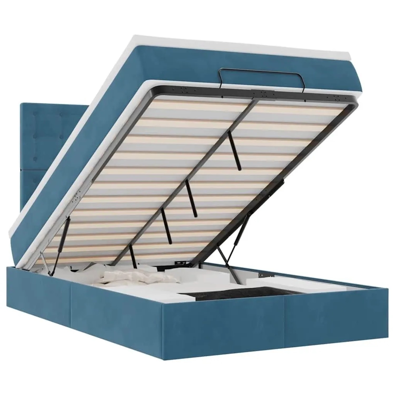 vidaXL Ottoman-Bett mit Matratzen Dunkelblau 120x190 cm Samt 3313605