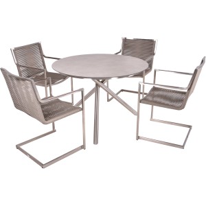 Graues 5-teiliges Gartenmöbel-Set Sienna von Garden Pleasure mit Tisch und vier Stühlen.