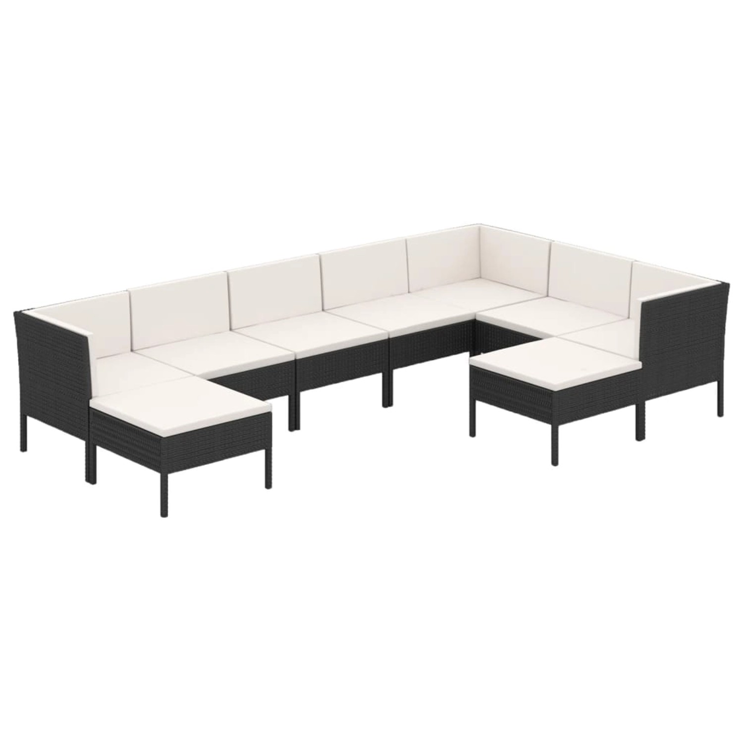 vidaXL 9-tlg Garten-Lounge-Set mit Auflagen Poly Rattan Schwarz Modell 36