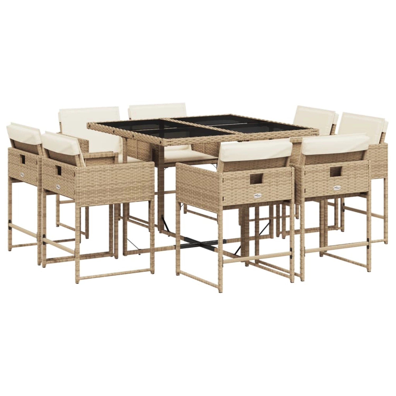 vidaXL 9-tlg Garten-Essgruppe mit Kissen Beige Poly Rattan Modell 21 günstig online kaufen