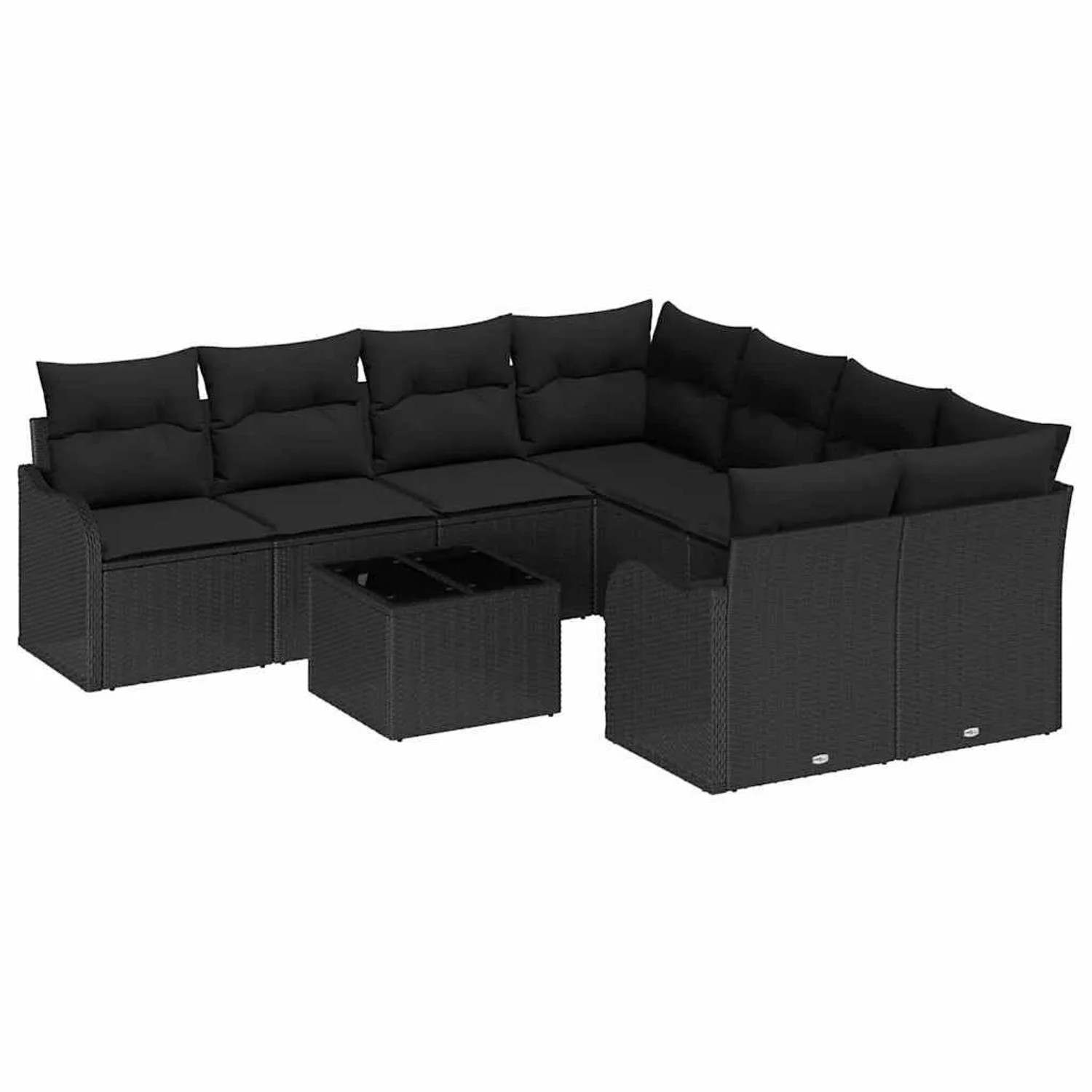 vidaXL Gartensofa-set mit Kissen 9-Tlg Schwarz Poly-Rattan 3345643 günstig online kaufen