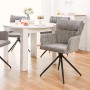 Runder, weißer Esstisch Homestyle4u, 106 cm Durchmesser, mit Stühlen in modernem Esszimmer.