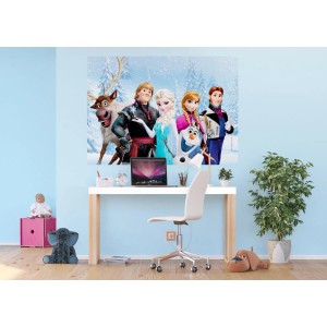 Disney Eiskönigin Fototapete (160x110cm) in Blau und Lila im Kinderzimmer.
