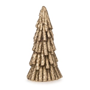 Goldener Deko-Tannenbaum aus Polyresin, 20 cm hoch, stehend. Weihnachtsdekoration für Tisch oder Fensterbank.