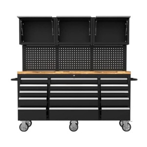 Galaflor Mobile Werkbank mit Lochwand Oberschränken und Arbeitsplatte 183 cm