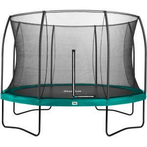 Grünes Salta Trampolin Comfort Edition Ø 366 cm mit Sicherheitsnetz.