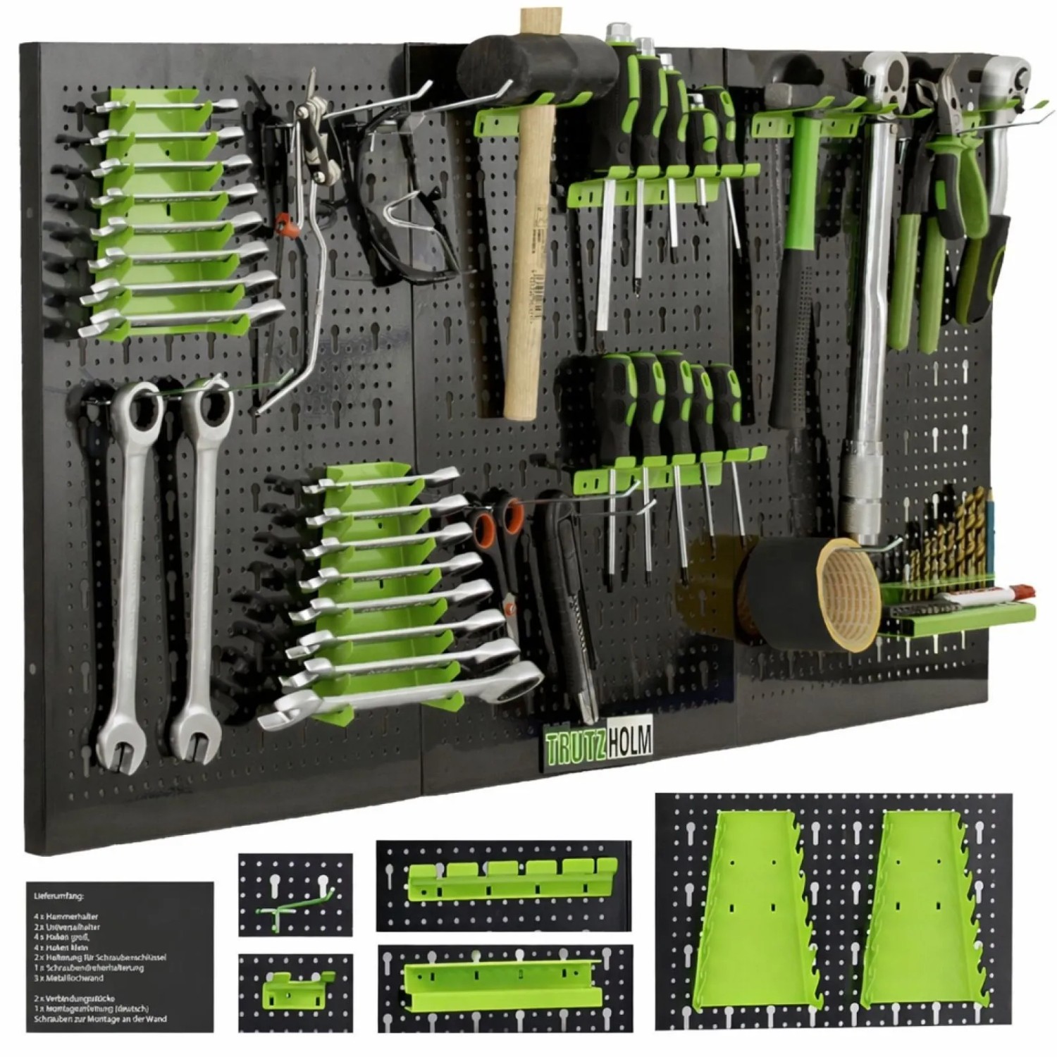 TRUTZHOLM Werkzeugwand 120x60 cm 17 Teile Set Metall Lochwand