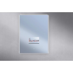 Smart LED-Spiegel 60x80 cm mit interaktivem Display und Dimmfunktion.