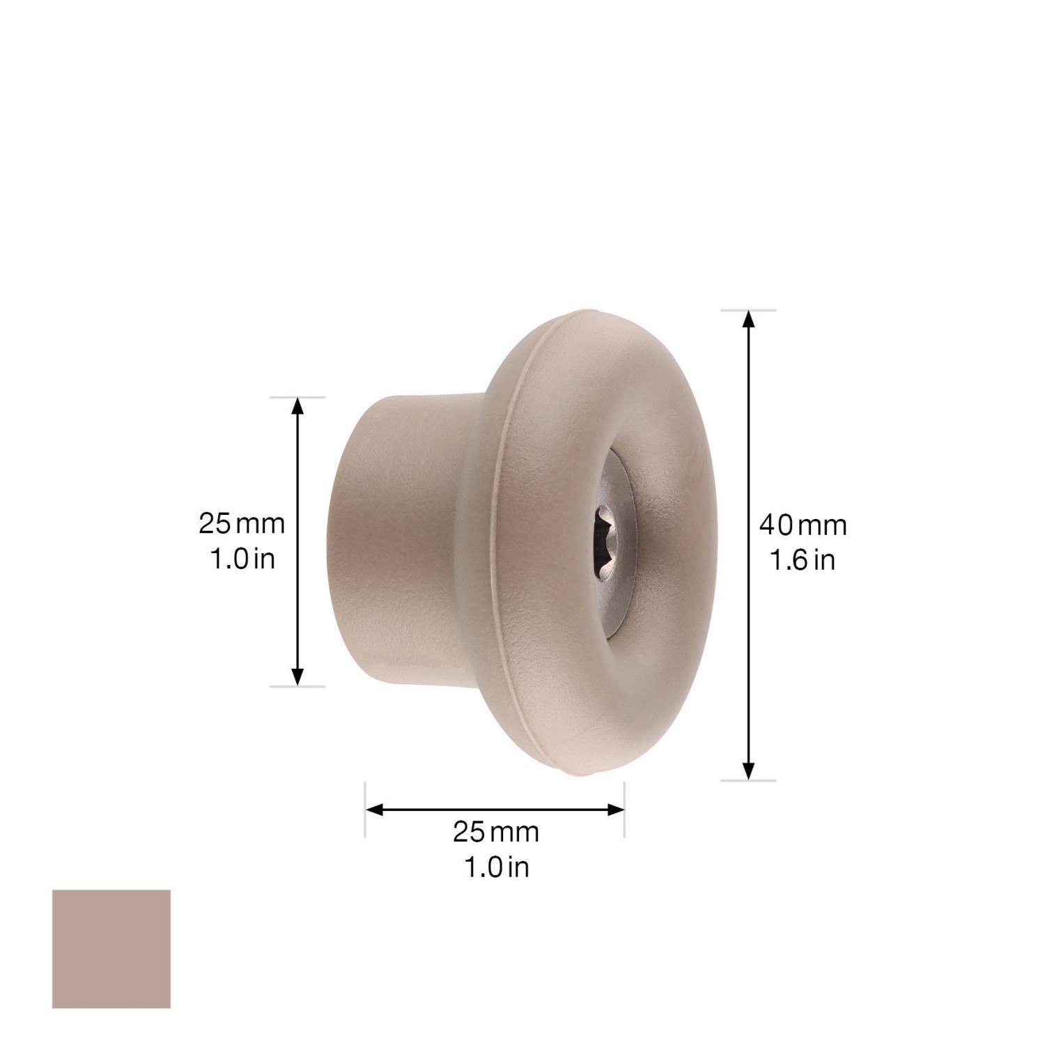 Wagner Wandhaken Hooks4home Dot, Ø 40 mm, taupefarbener Elastomer-Korpus mit Stahlbefestigung.