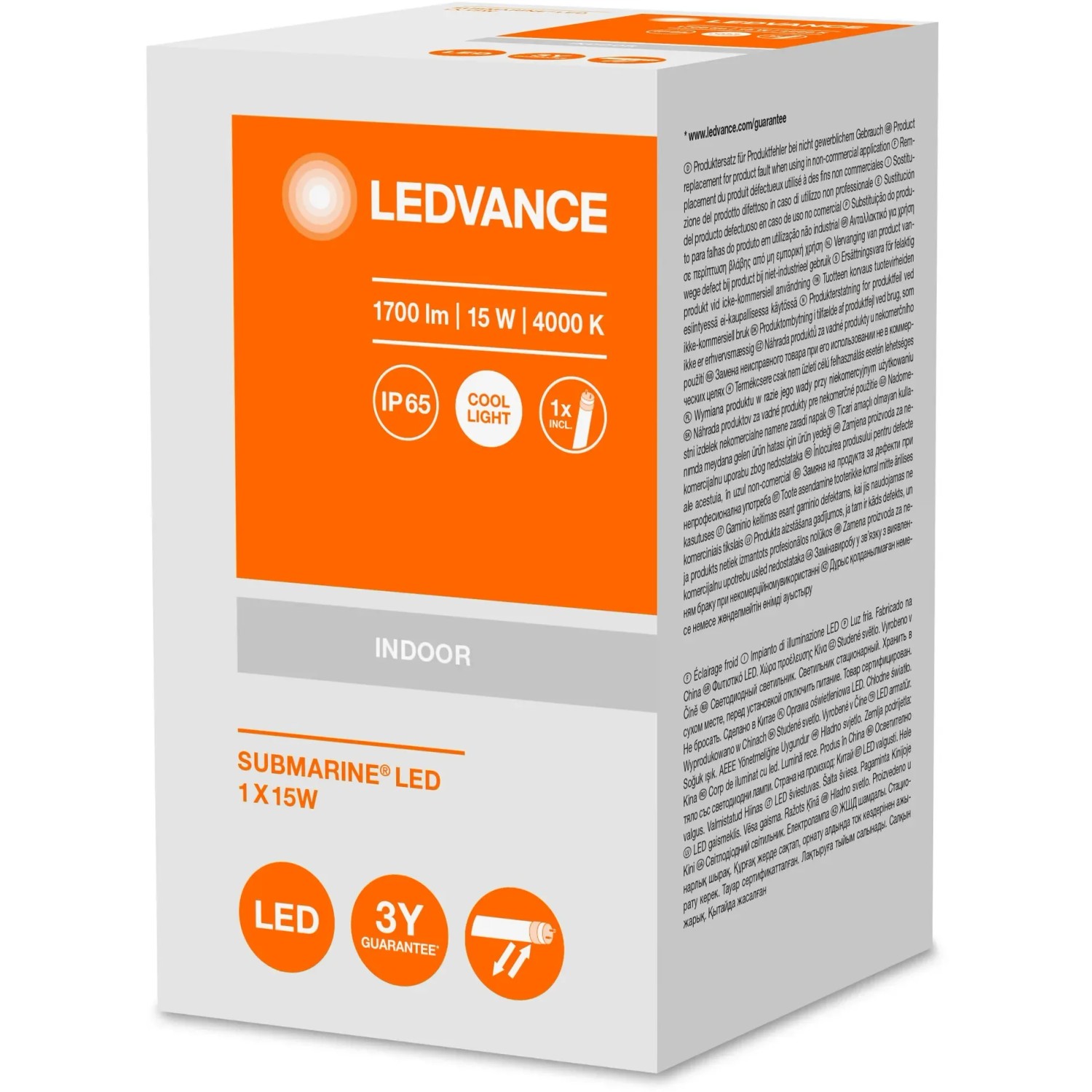 Verpackung der Ledvance LED-Feuchtraumleuchte Submarine, Kaltweiß, 126cm lang.