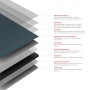 Schichtaufbau der Schulte Duschrückwand Ecke Anthrazit: Oberfläche, Deckschicht, Grundlack, Digitaldruck, Aluminium, Plattenkern.