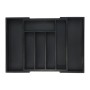 Relaxdays Besteckkasten Bambus MDF Schwarz Ausziehbar 5 x 29,5 x 33,5 cm 1,2 kg