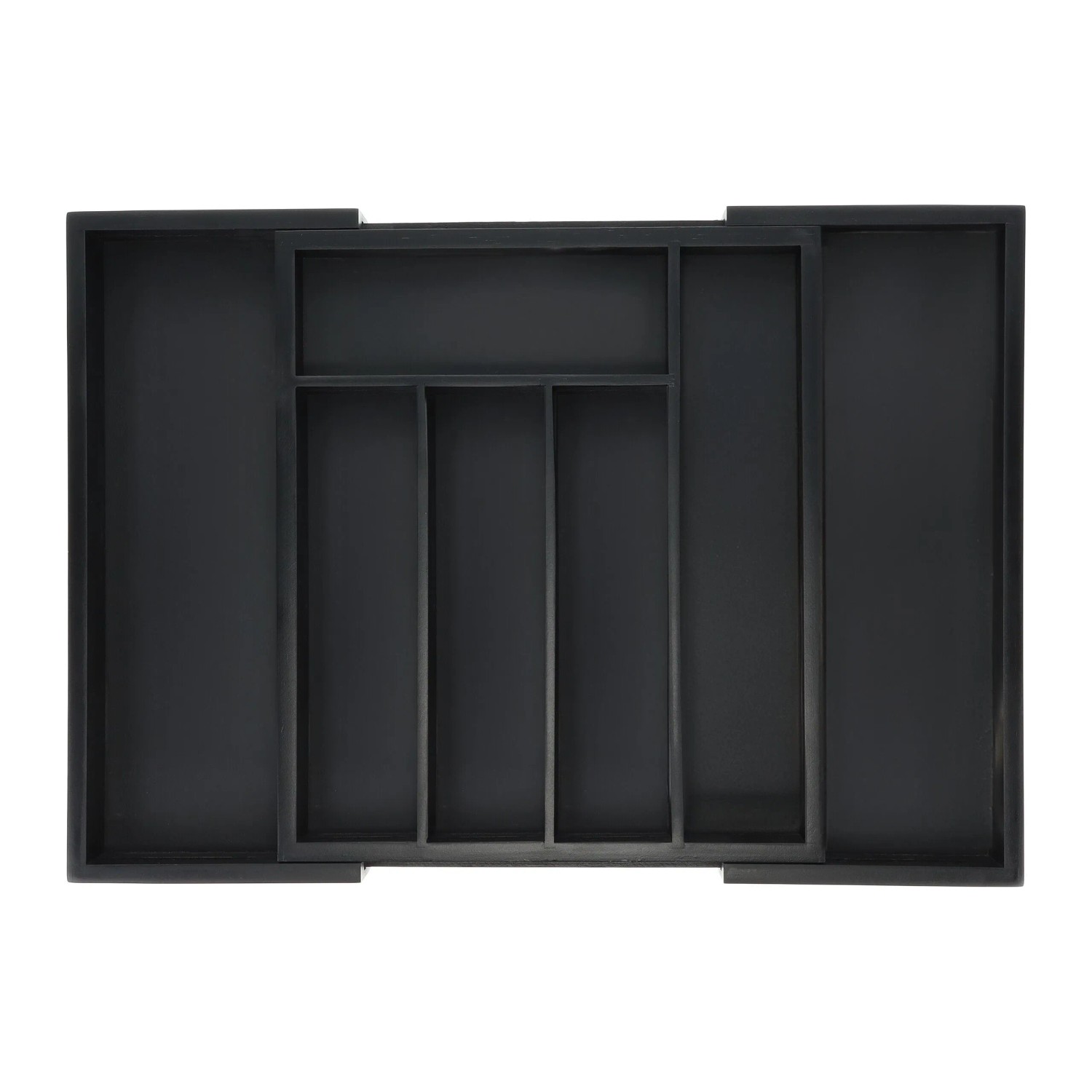 Relaxdays Besteckkasten Bambus MDF Schwarz Ausziehbar 5 x 29,5 x 33,5 cm 1,2 kg