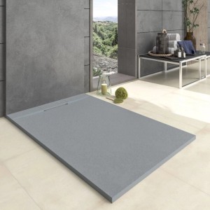 Graue, extra flache Stano Mineralguss Duschwanne Vortex, 80x120 cm, für moderne Dusche.