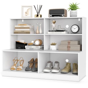Costway Schuhschrank 2-In-1-Kombination aus Regal und Schuhbank Weiß