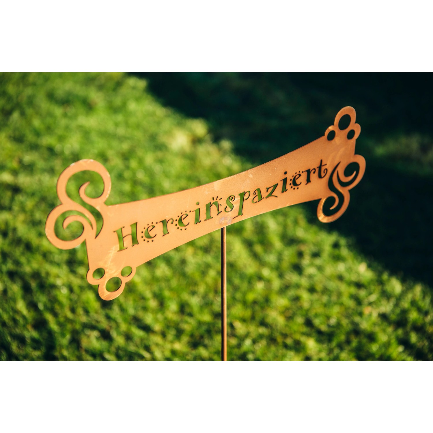 Ferrum Art Design Gartenstecker Hereinspaziert 122 cm Edelrost