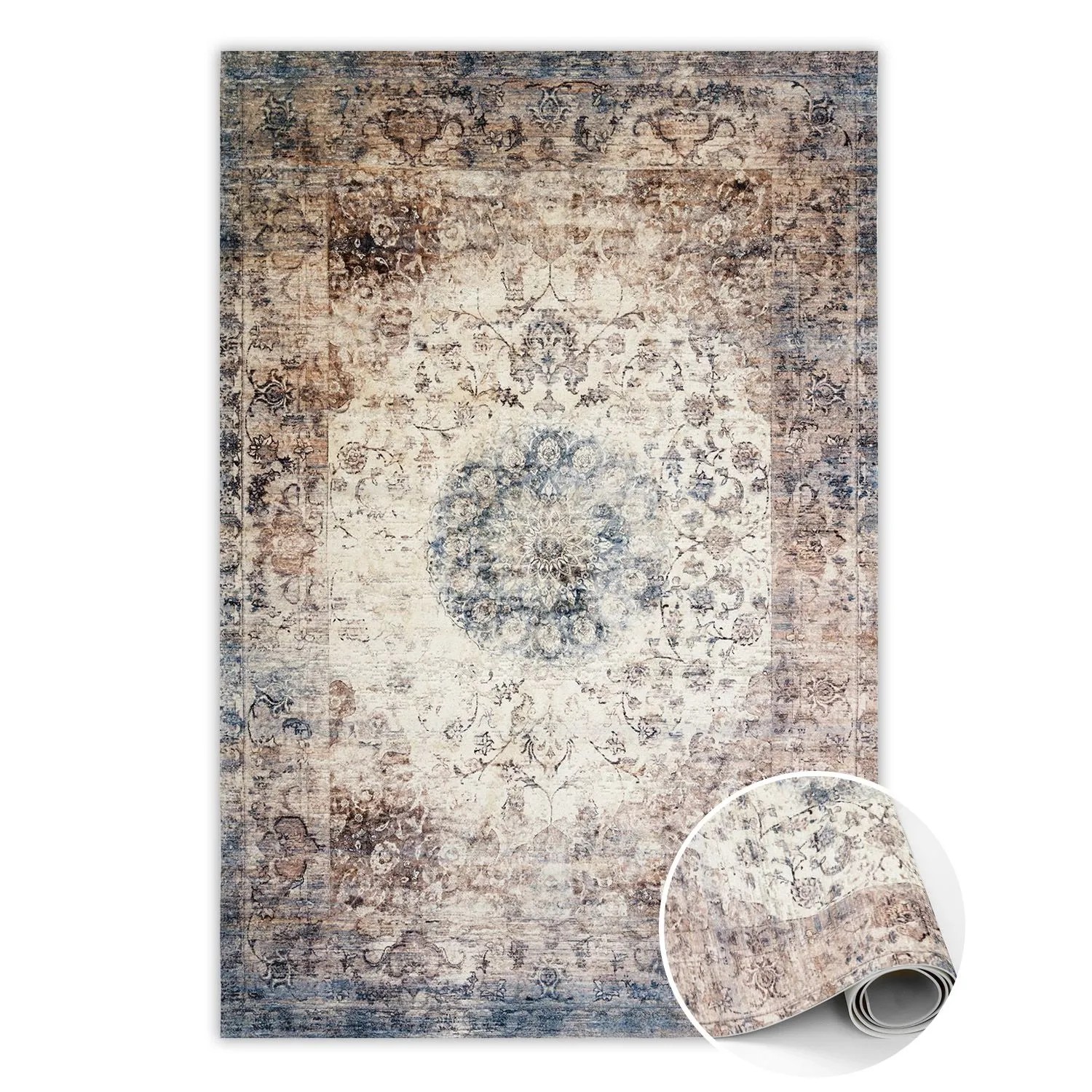 Tulup Teppich Persische Geometrie PVC Floor Mat 80x120 cm Beige Vinylmat Vl günstig online kaufen