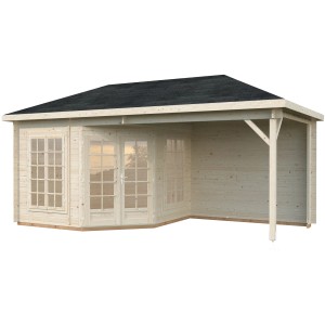 Palmako Holz-Pavillon Melanie mit Doppeltür und Überdachung, unbehandelt.