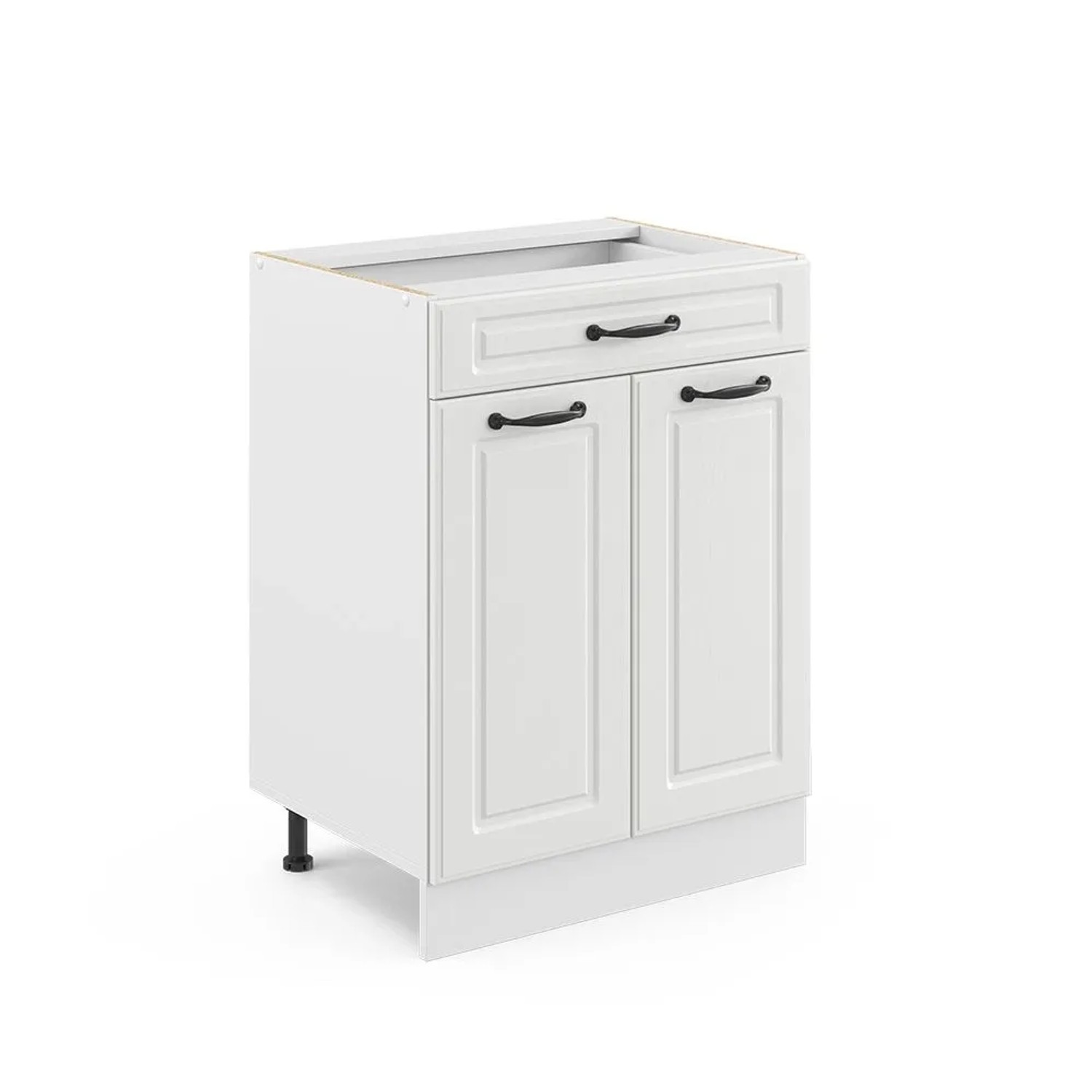 Vicco Küchenunterschrank R-Line Weiß Landhaus Weiß 60 cm mit Schublade ohne Arbeitsplatte