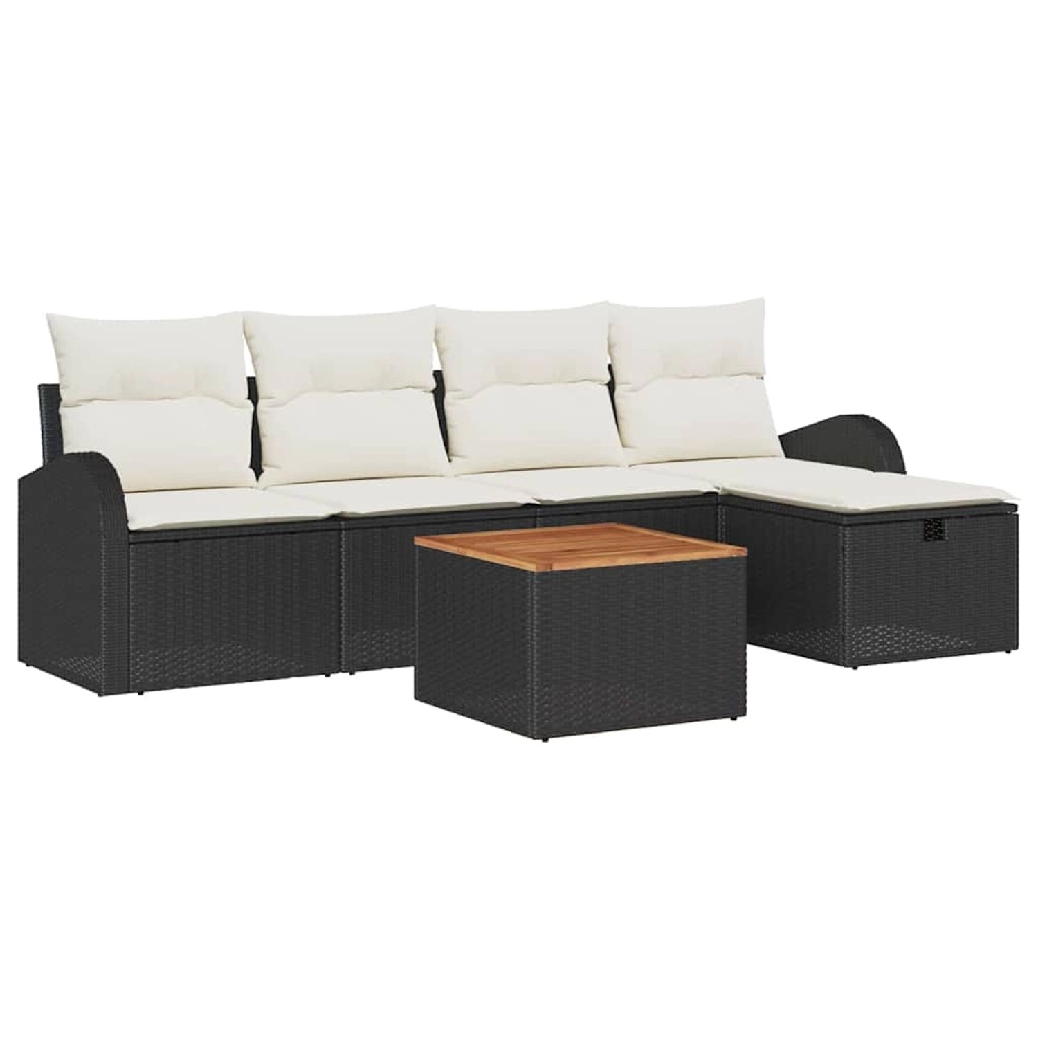 vidaXL Garten-Sofa-Set mit Kissen 6-Tlg Schwarz Poly Rattan 3360834 günstig online kaufen