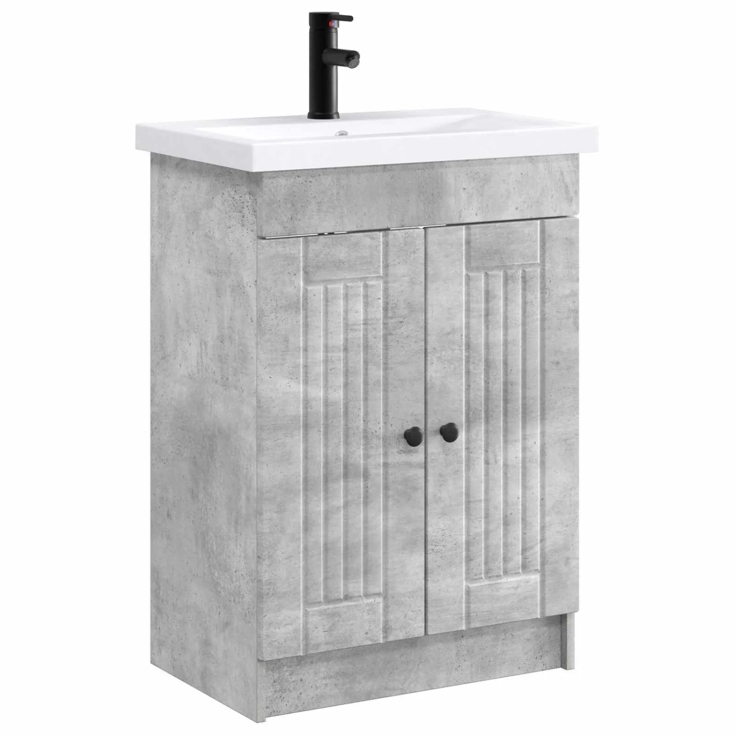 vidaXL Badezimmermöbel-Set Betongrau 56 x 37,5 x 81 cm Holzwerkstoff 3404187