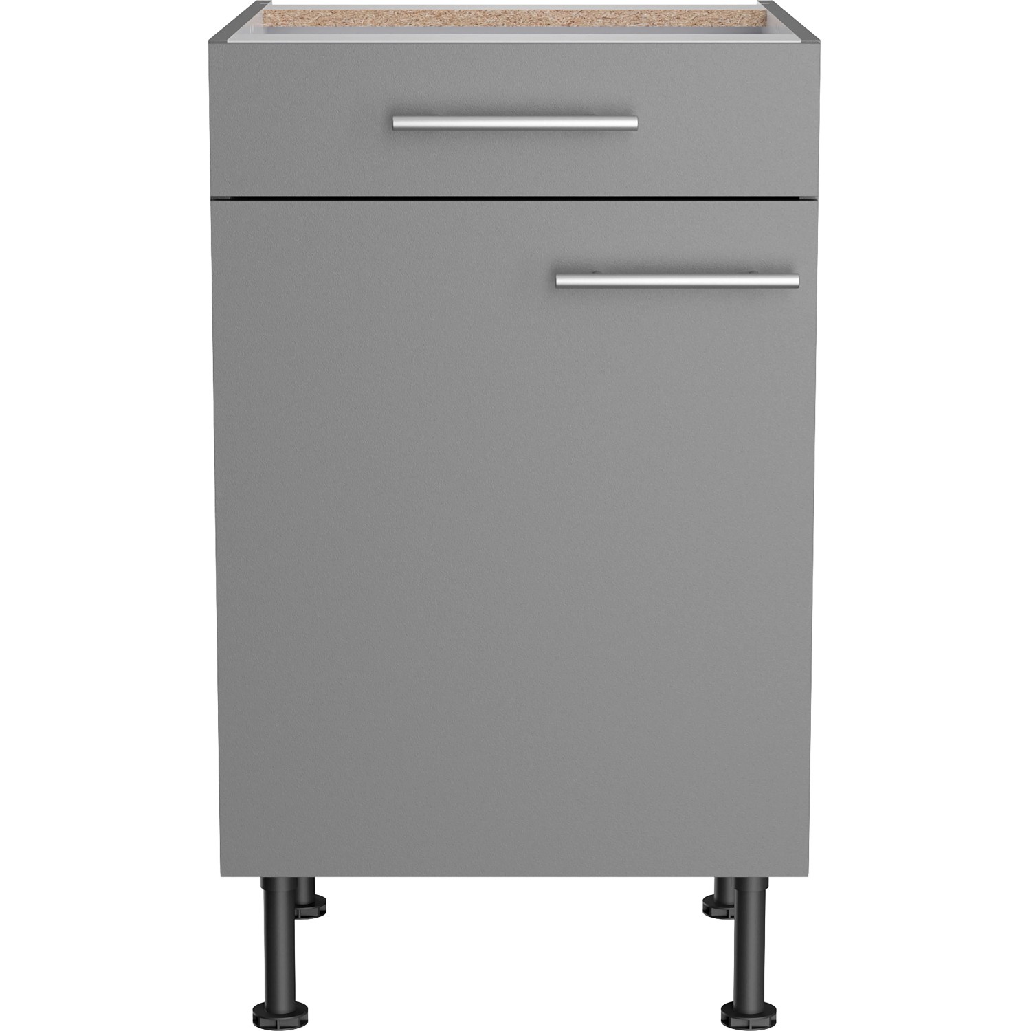 Optifit Unterschrank Mats825, 50 cm, Basaltgrau, mit Schublade und Tür. Küchenunterschrank für Stauraum.
