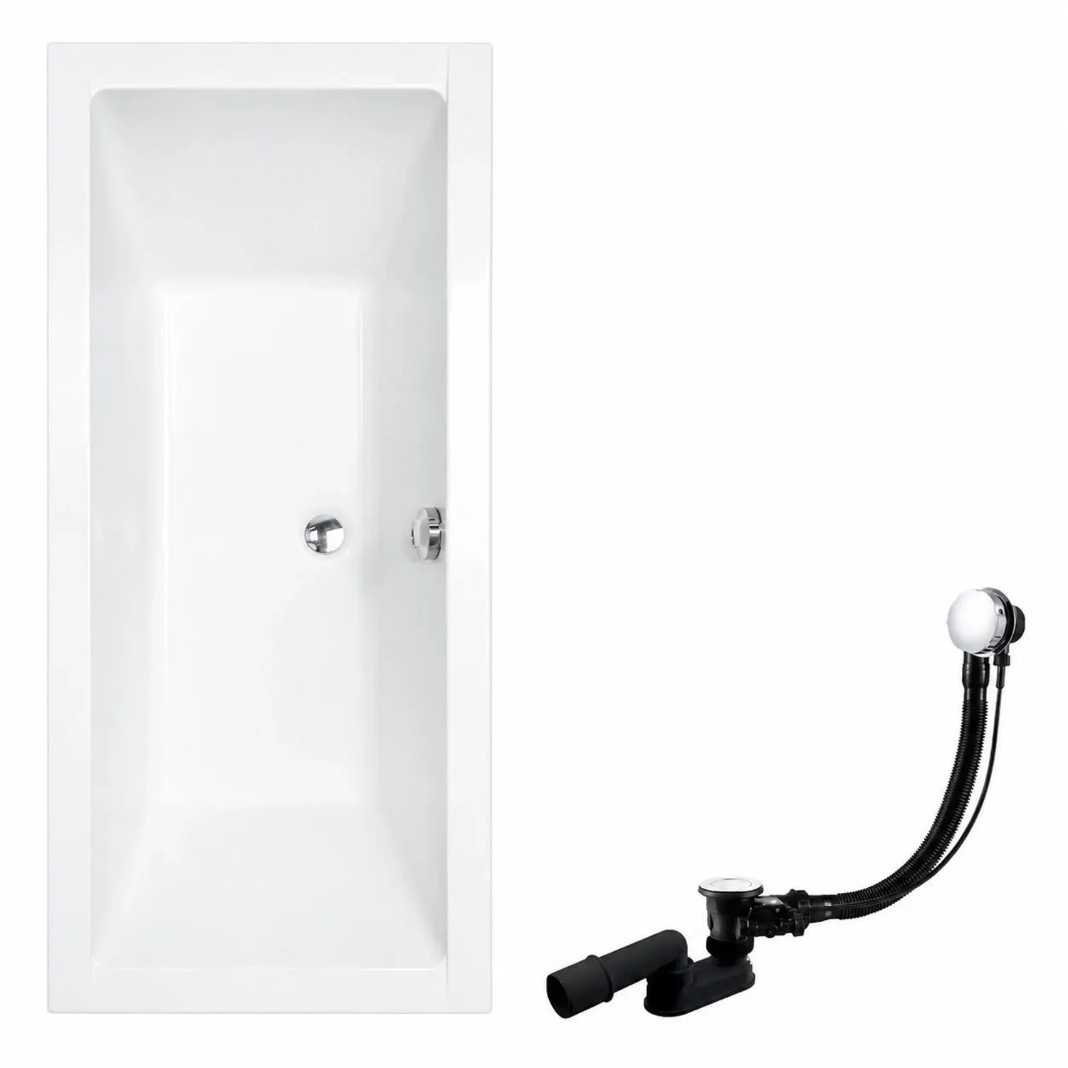 KOLMAN Badewanne Rechteck 175 x 80 Cm Mit Styroporverkleidung Inkl. Ablauf Und Füße