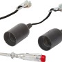 3er Set Lampenfassung E27 schwarz mit Spannungsprüfer für Lampeninstallationen.