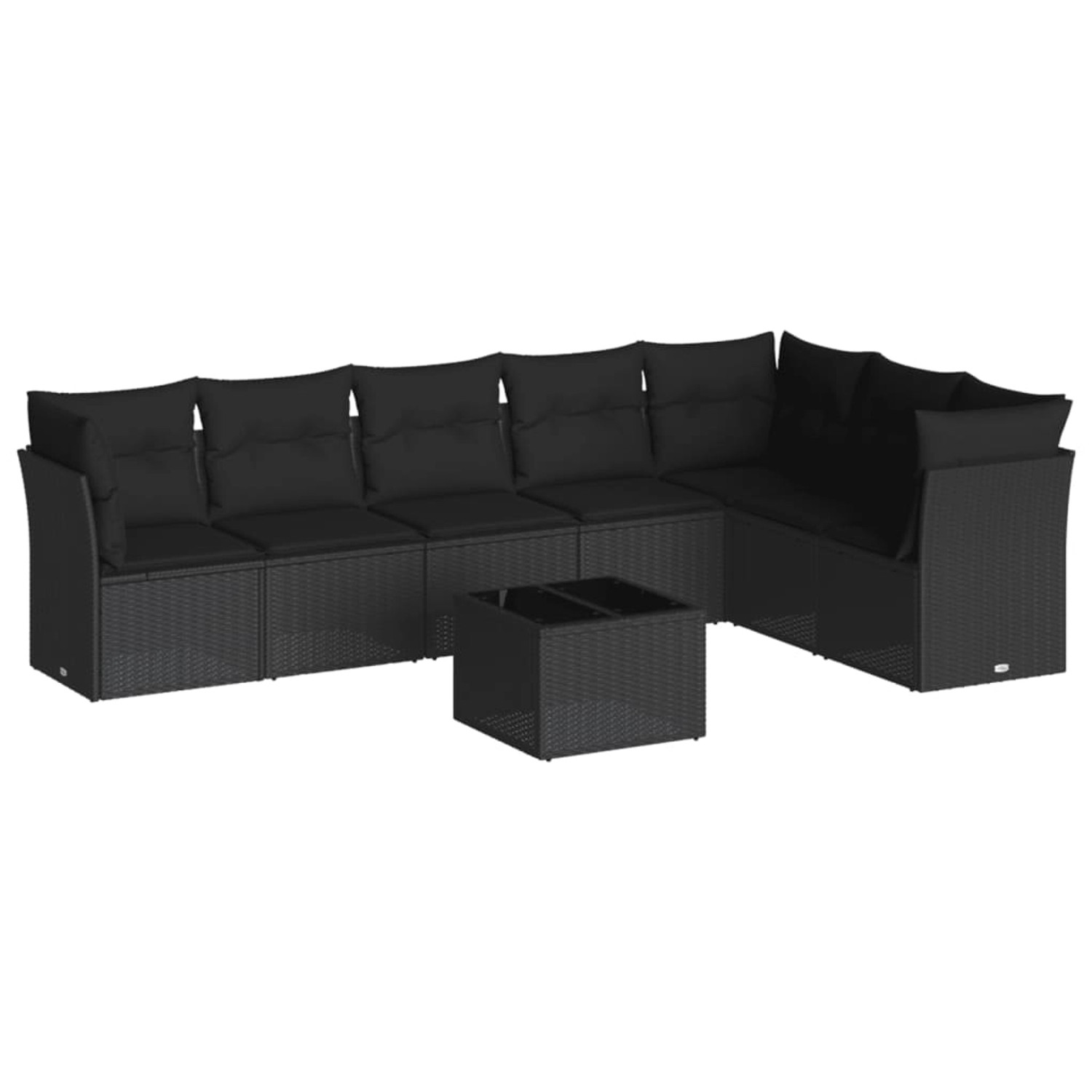 vidaXL 8-tlg Garten-Sofagarnitur mit Kissen Schwarz Poly Rattan Modell 2