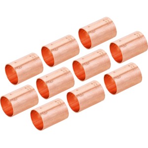 10 Kupfer Löt-Muffen, Ø 22 mm, für die dauerhafte Verbindung von Kupferrohren.