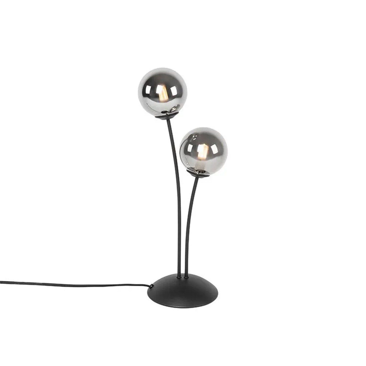QAZQA Moderne Tischlampe Schwarz 2-Licht mit Rauchglas Athen