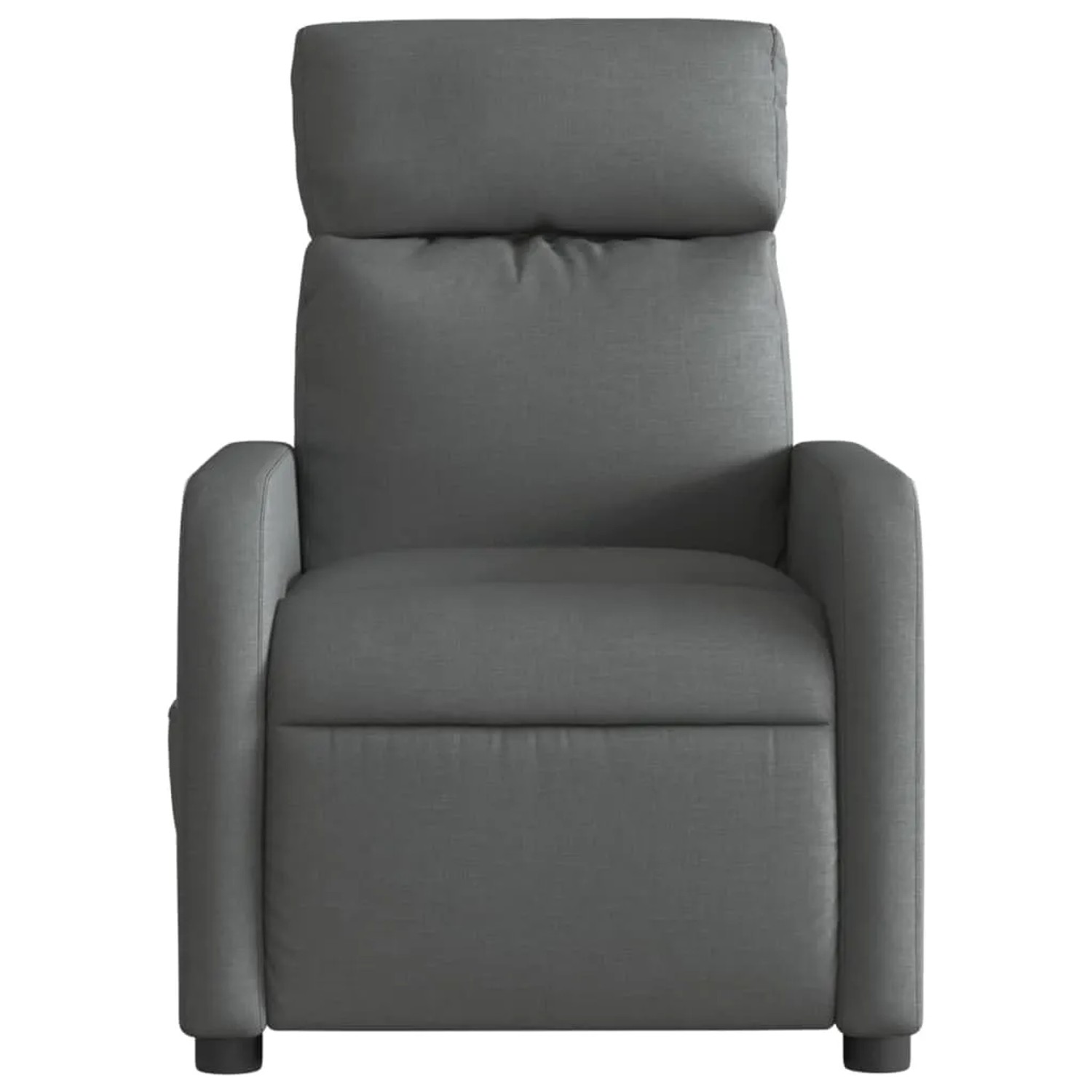 Dunkelgrauer vidaXL Relaxsessel elektrisch, Stoff, mit hoher Rückenlehne und Seitentasche.