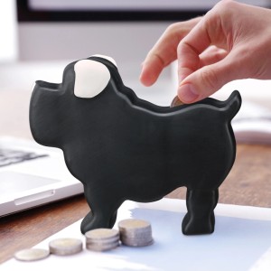 Relaxdays Spardose Keramik Schwarz Beschreibbar 17 cm x 8,5 cm x 20 cm 630 g