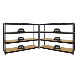 PROREGAL Mega Deal 2er-Sparset Profi-Schwerlastregal Dino 180x240x60cm Fachlast 450kg Schwarz